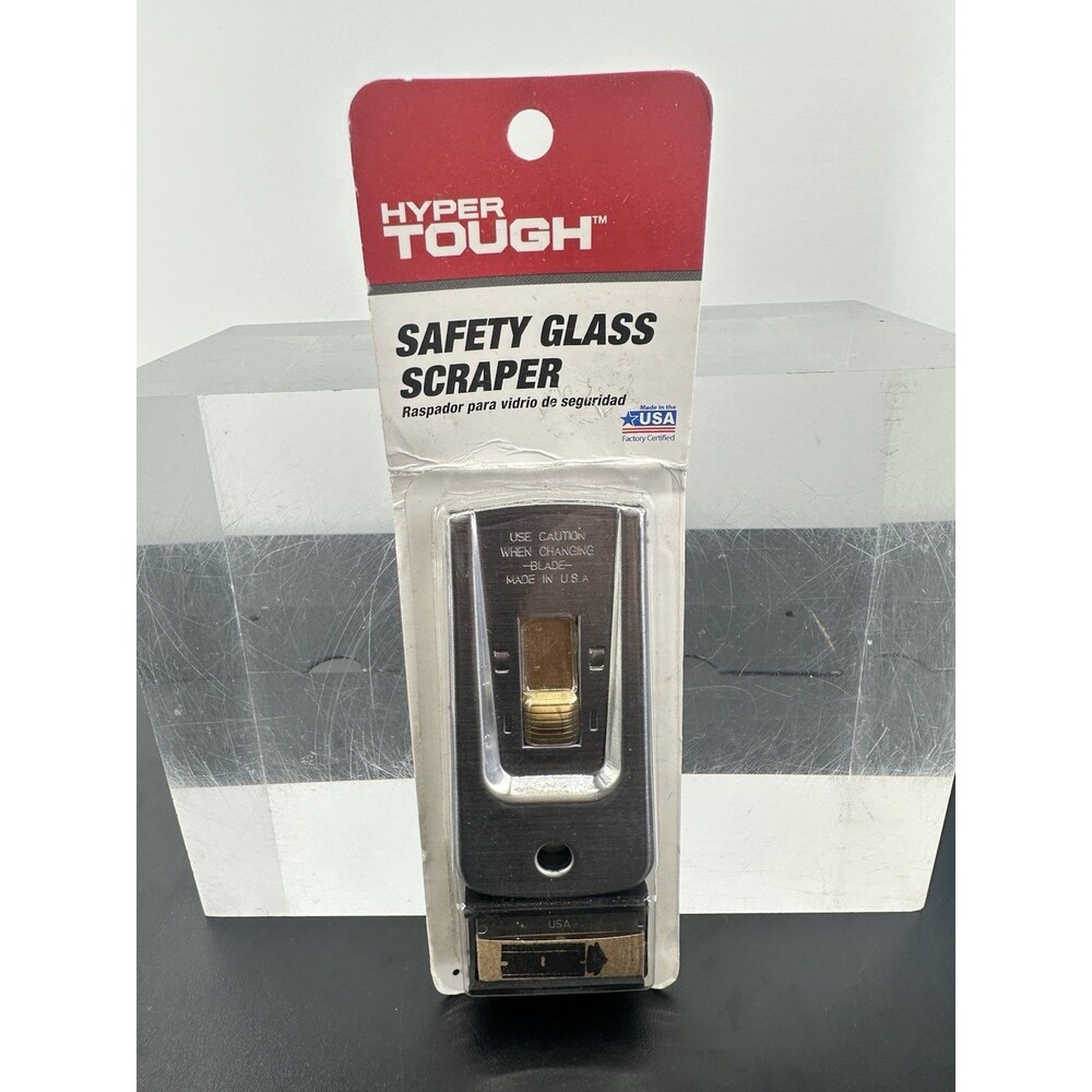 Hyper Tough SAFETY GLASS SCRAPER + 5 RAZOR BLADES Heavy-Duty All-Steel (AB)